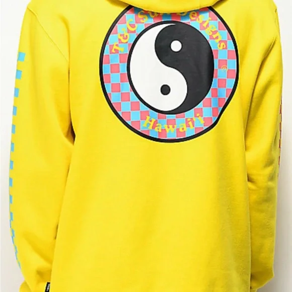 Vans Vibrant Yellow T & C Surf Designs Hoodie with Colorful Sleeves - Picture 8 of 8